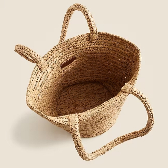 New! J. Crew Malta Handwoven Straw Bucket Tote NWOT - Picture 2 of 15